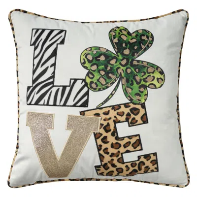 Breebe 16" Green And White St Patricks Day Throw Pillow With Applique