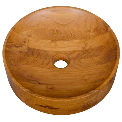 Breebe 16 Inch Teak Wood Washbasin With Smooth Finish And Rounded Corners In Brown