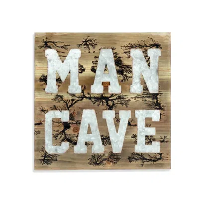 Breebe 16" X 16" Brown And Grey Man Cave Wood And Metal Wall Decor