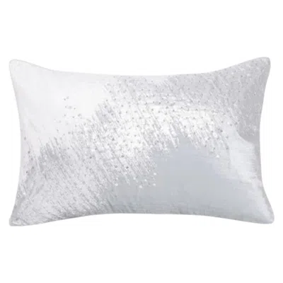 Breebe 16" X 24" Ivory And Silver Lumbar Abstract Throw Pillow Cover With Sequin