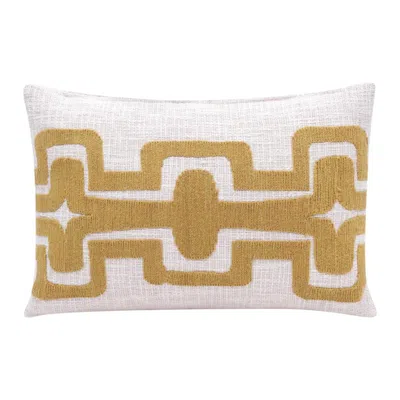 Breebe 16" X 24" Yellow And Ivory Geometric Cotton Throw Pillow