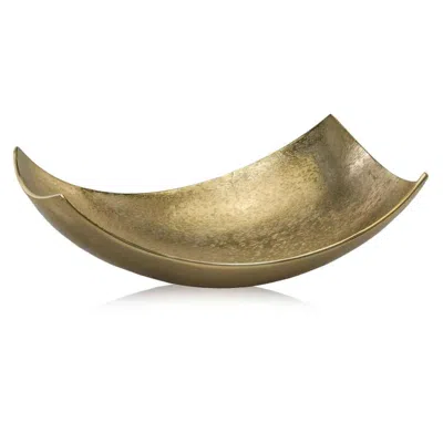 Breebe 17" Gold Aluminum Scoop Decorative Bowl
