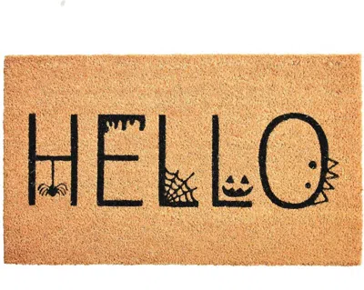 Breebe 17" X 29" Black And Natural Halloween Halloween Hello Outdoor Coir Door Mat In Brown