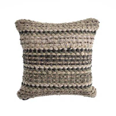 Breebe 18" Beige And Brown Beach Striped Cotton Blend Throw Pillow Cover