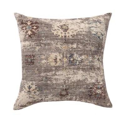Breebe 18" Beige And Taupe Floral Throw Pillow Cover
