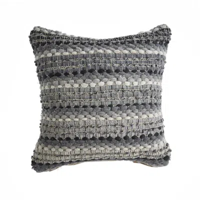 Breebe 18" Black And Grey Beach Striped Cotton Blend Throw Pillow Cover