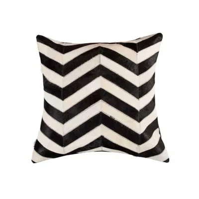 Breebe 18" Black And Off White Cowhide Throw Pillow