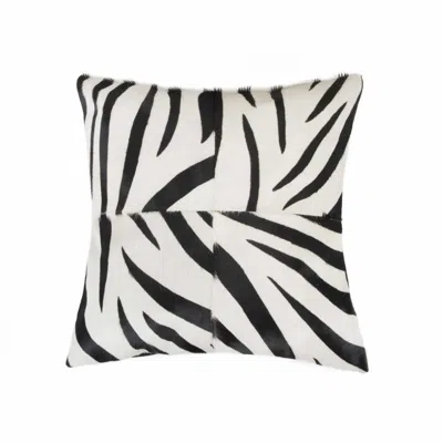 Breebe 18" Black And White Zebra Print Cowhide Throw Pillow
