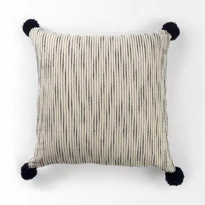 Breebe 18" Black Striped Linen Throw Pillow Cover