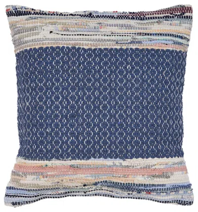 Breebe 18" Blue White And Pink Diamond Cotton Blend Throw Pillow Cover