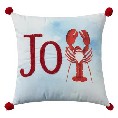 Breebe 18" Blue White And Red Lobster Joy Throw Pillow With Embroidery