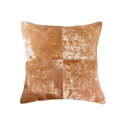 Breebe 18" Brown And White Cowhide Throw Pillow