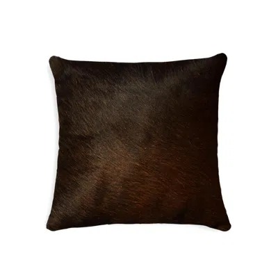 Breebe 18" Chocolate Cowhide Throw Pillow In Brown