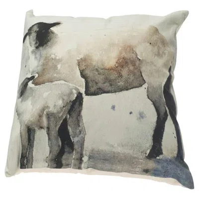 Breebe 18" Gray Black And Cream Linen Throw Pillow Cover