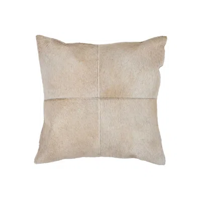 Breebe 18" Light Brown Geometric Cowhide Throw Pillow In Neutral