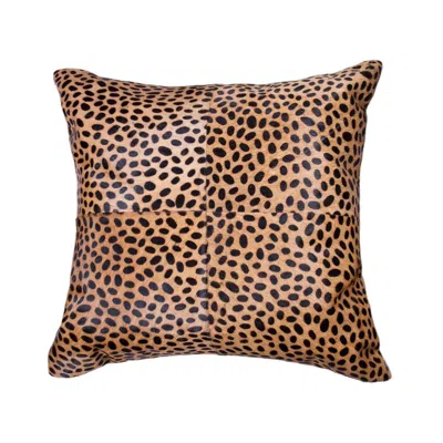 Breebe 18" Orange And Black Cowhide Throw Pillow In Animal Print