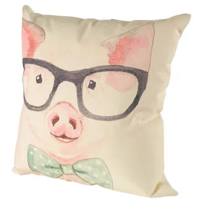 Breebe 18" Pink Cream And Beige Pig Linen Throw Pillow Cover
