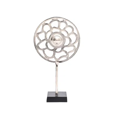 Breebe 18" Tall Geometric Aluminum Bloom Sculpture Table Decor Accent In Silver