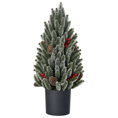 Breebe 18" Unlit Mini Artificial Christmas Tree With Pine Cones And Berries In Gray
