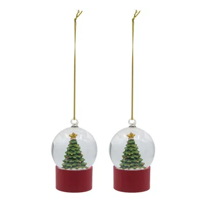 Breebe 1.8 X 1.8 X 2.8" H Resin/glass Water Globe W/tree Red Base, 2 Pack In Multi
