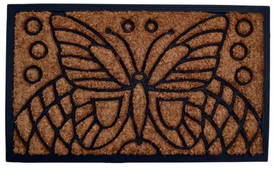 Breebe 18" X 30" Beige And Black Rubber And Coir Outdoor Door Mat