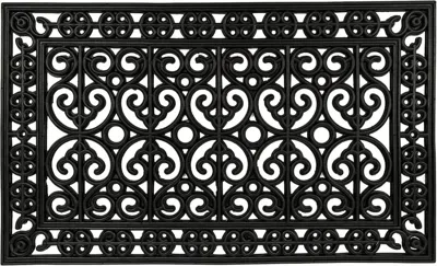 Breebe 18" X 30" Black Scrollwork Outdoor Rubber Door Mat
