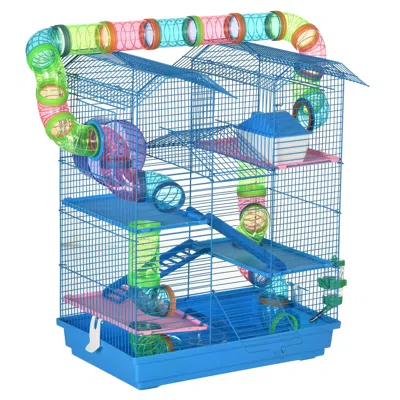 Breebe 18.5" 5-tier Hamster Cage With Tubes, Wheel, Bottle & Dish In Blue