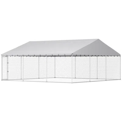 Breebe 19.7 X 19.7 X 8.9 Ft Extra Large Dog Run Enclosure In Silver