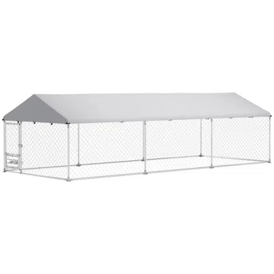 Breebe 19.7 X 7.5 X 5.2 Ft Dog Run Enclosure With Feeding Station In White