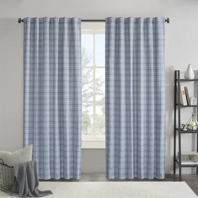 Breebe 1pc 50x108' Plaid Rod Pocket And Back Tab Curtain Panel With Fleece Lining In Blue