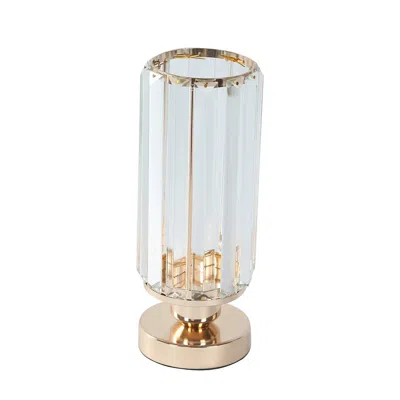 Breebe 2 Pack 11" Crystal Pendant Hurricane Candle Holders In Gold, Elegant Cylinder Design For Pillar Cand
