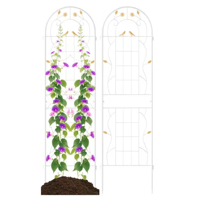 Breebe 2 Pack 71 X 20 Inch Metal Garden Trellis Rustproof Plant Support For Climbing Plants In Silver
