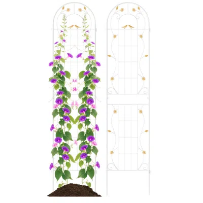 Breebe 2 Pack 86.5 X 20 Inches Metal Garden Trellis For Climbing Plants In Silver