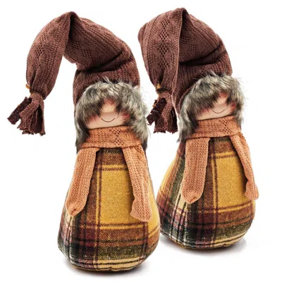 Breebe 2 Pcs Gnome Decorations Fall Thanksgiving Table Decor Ornaments In Brown