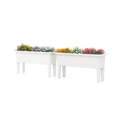 Breebe 2 Pcs Raised Garden Beds Self-watering Planter Box With Detachable Legs And Drainage Hole In White