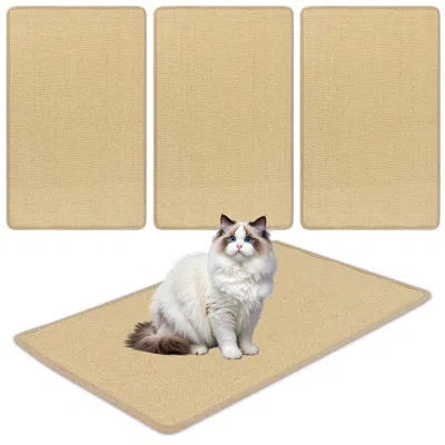 Breebe 2 Piece Cat Scratcher Mat Set 32 X 20 Inch Natural Sisal Pads In Brown