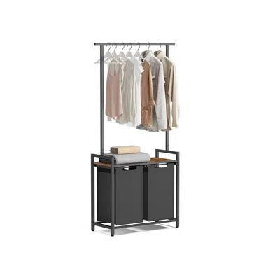 Breebe 2 Section Laundry Sorter With Clothes Rack