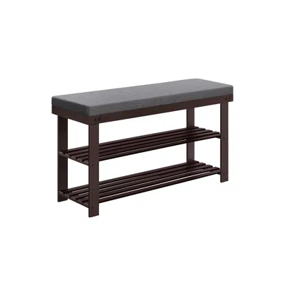 Breebe 2-tier Bamboo Shoe Bench Brown And Gray