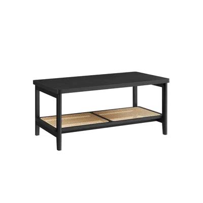 Breebe 2-tier Coffee Table For Living Room, Living Room Table Rectangular Center Table, With Pvc Rattan Sto