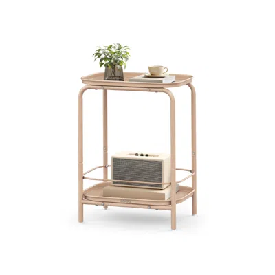 Breebe 2-tier Metal Coffee Table With Tray Storage In Brown