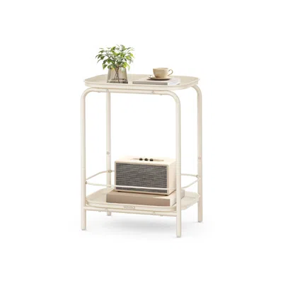 Breebe 2-tier Metal Coffee Table With Tray Storage In Neutral