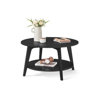 Breebe 2 Tier Round Coffee Table - Charcoal Gray In Black