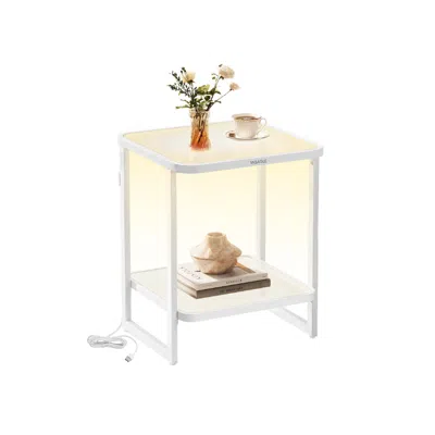Breebe 2-tier Side Table With Led Lights - Cloud White