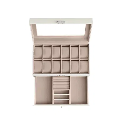 Breebe 2-tier Watch Box With 12 Slots Cloud White And Cappuccino Beige