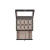 Breebe 2-tier Watch Display Case With Large Glass Lid Ebony Black