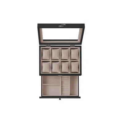 Breebe 2-tier Watch Display Case With Large Glass Lid Ebony Black