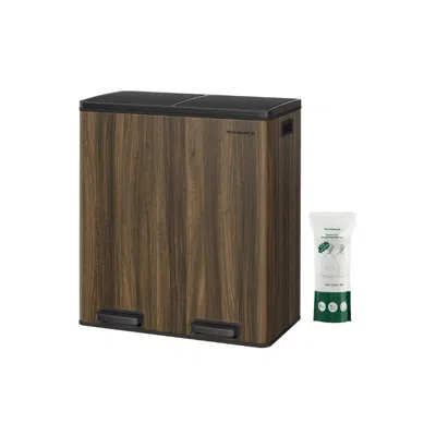 Breebe 2 X 8 Gallon (2 X 30 L) Trash Can For Kitchen - Dark Walnut In Brown