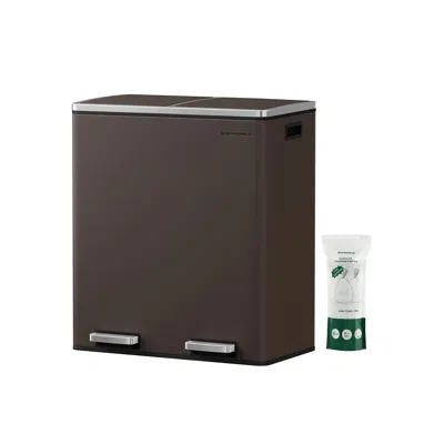 Breebe 2 X 8 Gallon Brown Dual Trash Garbage Can