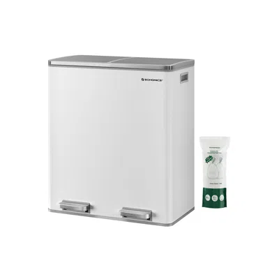 Breebe 2 X 8 Gallon White Trash Can With 2 Inner Buckets