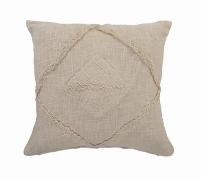 Breebe 20" Beige And Brown Diamond Cotton Throw Pillow Cover With Texture